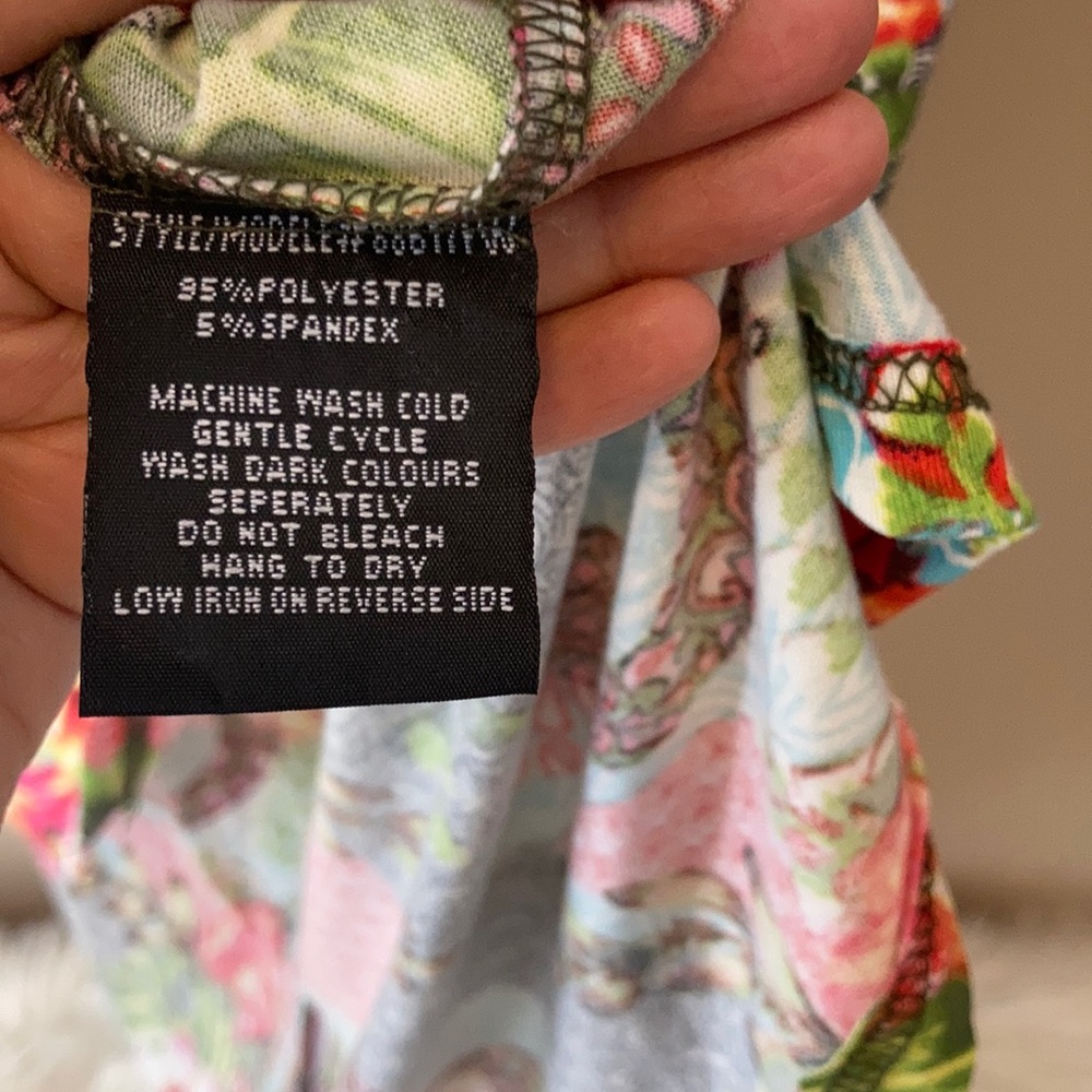HP!💎 INC., NWT Skirt, Tropical Print, Palm Leaves, Midi, Hi-Lo, Jersey, Size XL - Picture 7 of 11
